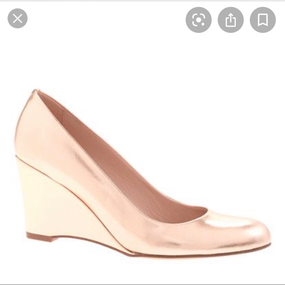 J. Crew Martina rose gold wedge pumps 10